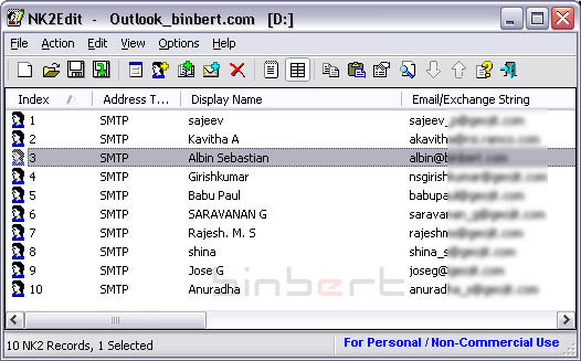 Outlook nk2 file edit view